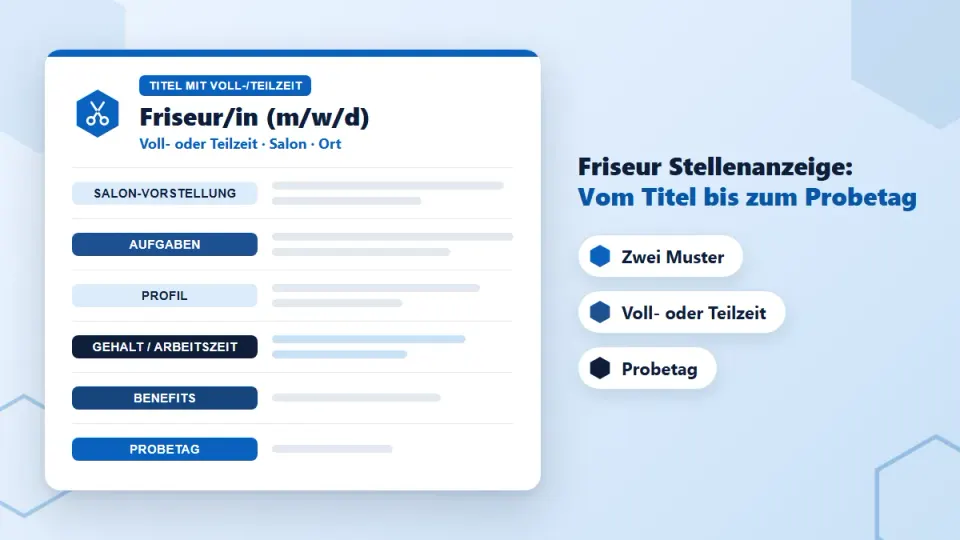 Stellenanzeige Friseur: 2 Muster zum Kopieren – mit Daten zu Gehalt und Vakanz