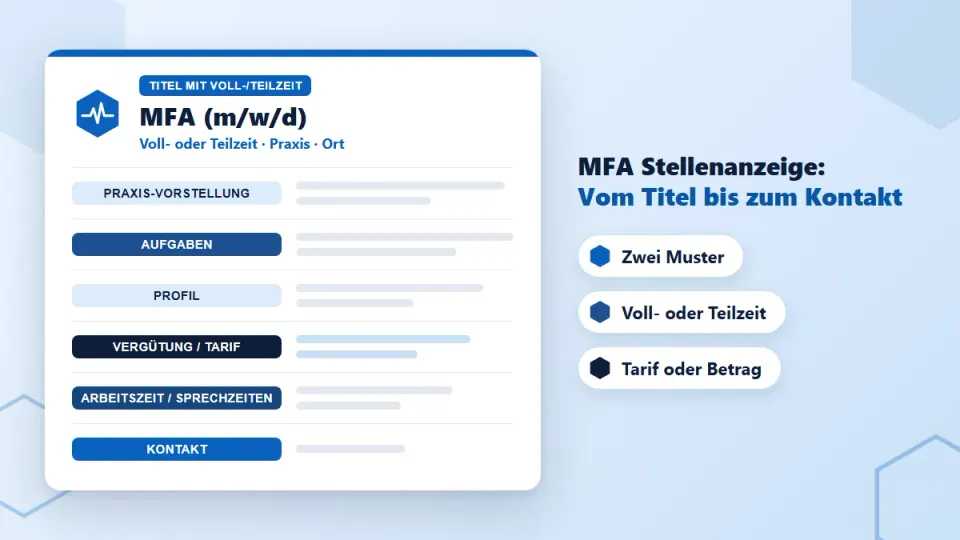 Stellenanzeige MFA: Muster für Arztpraxen – mit Tarif- und Arbeitsmarktdaten