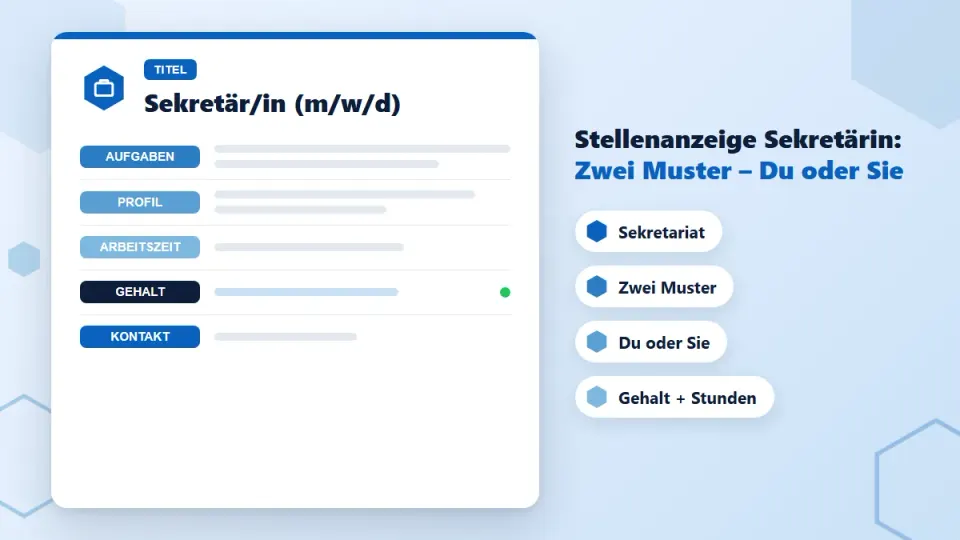 Stellenanzeige Sekretärin: 2 Muster zum Kopieren – mit amtlichen Gehaltsdaten